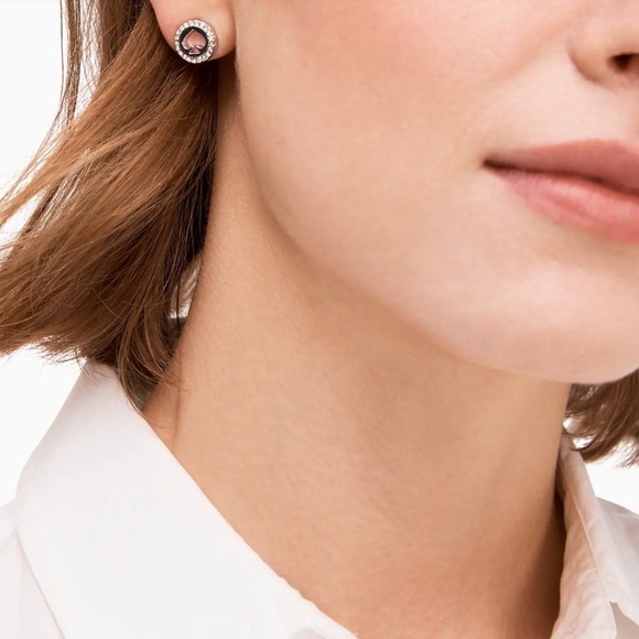 KATE SPADE • Silver Spot The Spade Crystal Halo Earrings - Picture 3 of 4